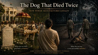A symbolic representation of loyalty and power dynamics, referencing the historical context of Raj Bhavan, Kolkata.